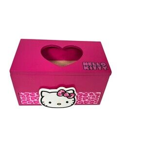 Sanrio Hello Kitty Keepsake Jewelry Box Pink Heart Cutout w/ Drawer